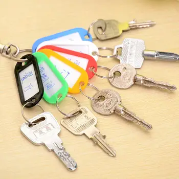 

10Pcs Random Color Plastic Keychain Key Tags Id Label Name Tags With Split Ring For Baggage Key Chains Key Rings Drop Shipping