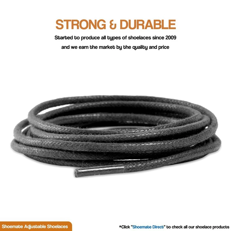 1 Pair Round Shoelaces Classic High Quality Waxed Cotton Waterproof Shoe Laces Outdoor Leisure Leather Shoelace