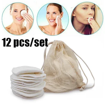 

12PCS/SET Reusable Bamboo Fiber Washable Rounds Pads Makeup Removal Cotton Pad Cleansing Facial Pad Tool New