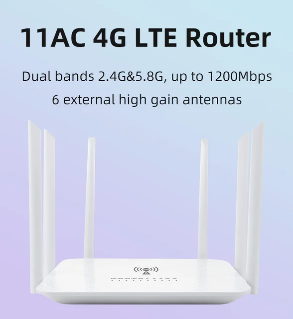 DongZhenHua LT260 1200 mb/s 4g LTE Router dwuczęstotliwościowy Modem 2.4Ghz i 5.8Ghz 4G Router wi-fi z gniazdo karty SIM 5G mobilny Hotspot 4