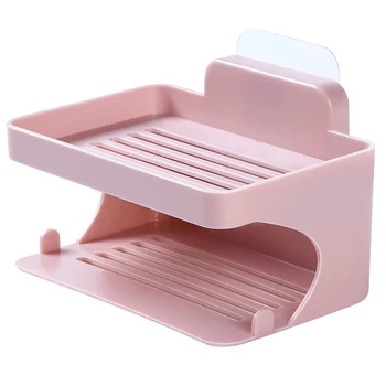 

Box Drain Rack Tray Kitchen Sponge Container Space Saving Soap Dish Wall Mount Home Double Layer Bathroom Suction Cup
