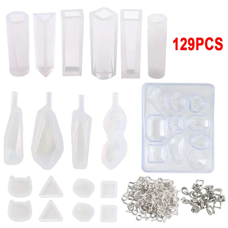 129pcs~ силиконовые смолы подвесные формы ювелирные изделия литье формы винтовые глазные шпильки прочный