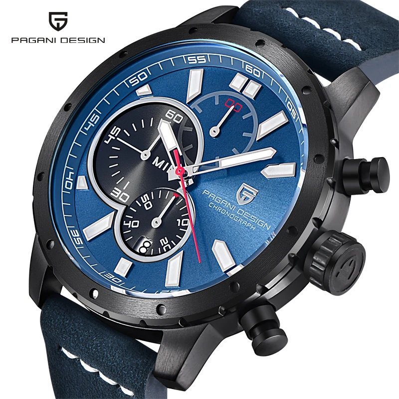 

PAGANI DESIGN relogio masculino Men Watch Top Fashion Brand Chronograph Watch Waterproof Quartz Leather Watches Sport Military