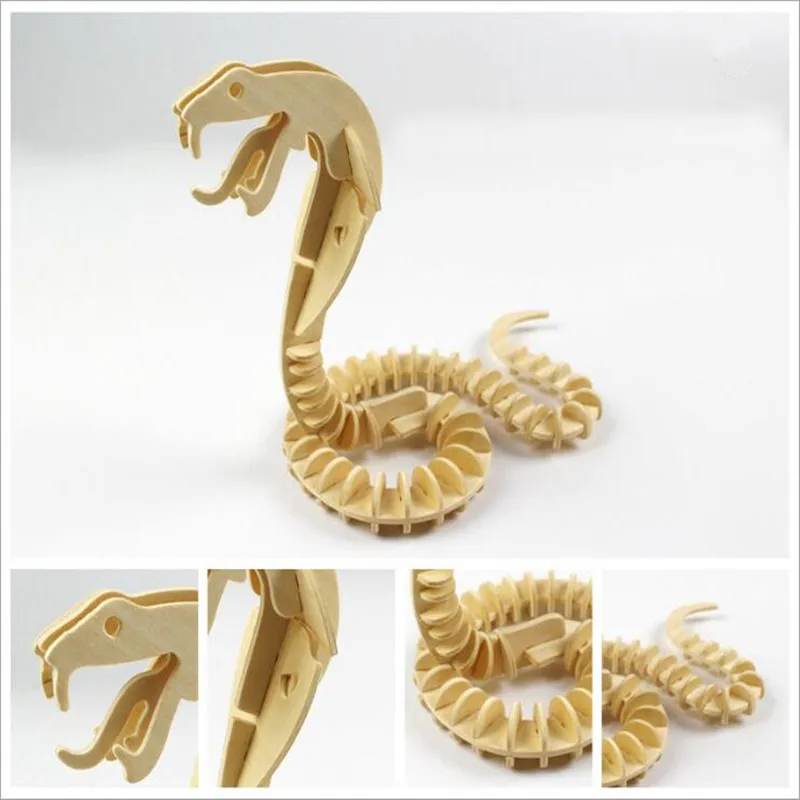 DIY Дети 3D деревянные пазлы модель животного Сборка строительные наборы Развивающие игрушки для детей