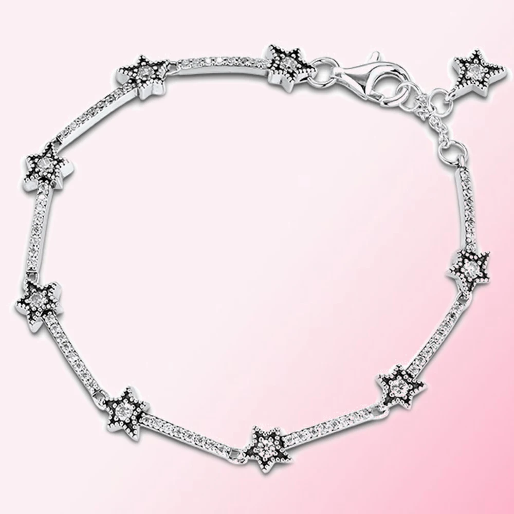 925 пробы Серебряный 1: 1 браслет с небесными звездами из стерлингового серебра Модные женские ювелирные изделия от производителя оптом