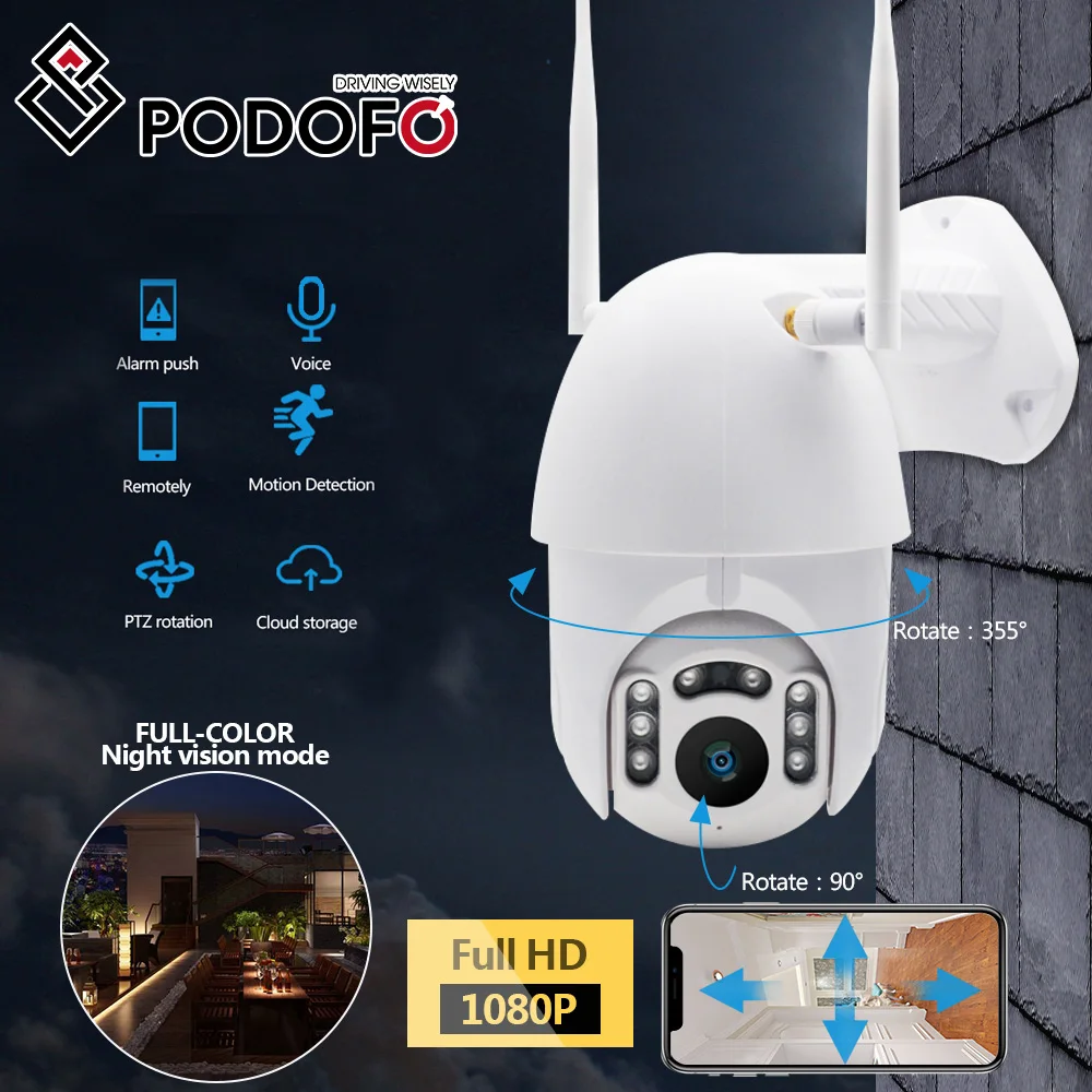 

PODOFO 8LED IP Camera WIFI Outdoor Home Security Wireless HD Waterproof Night Vision EU UK plug