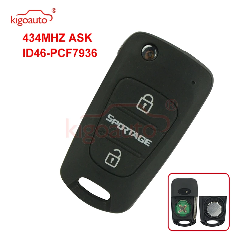 

Kigoauto Flip remote key 3 button 434Mhz TOY48 46 chip for Kia Sportage