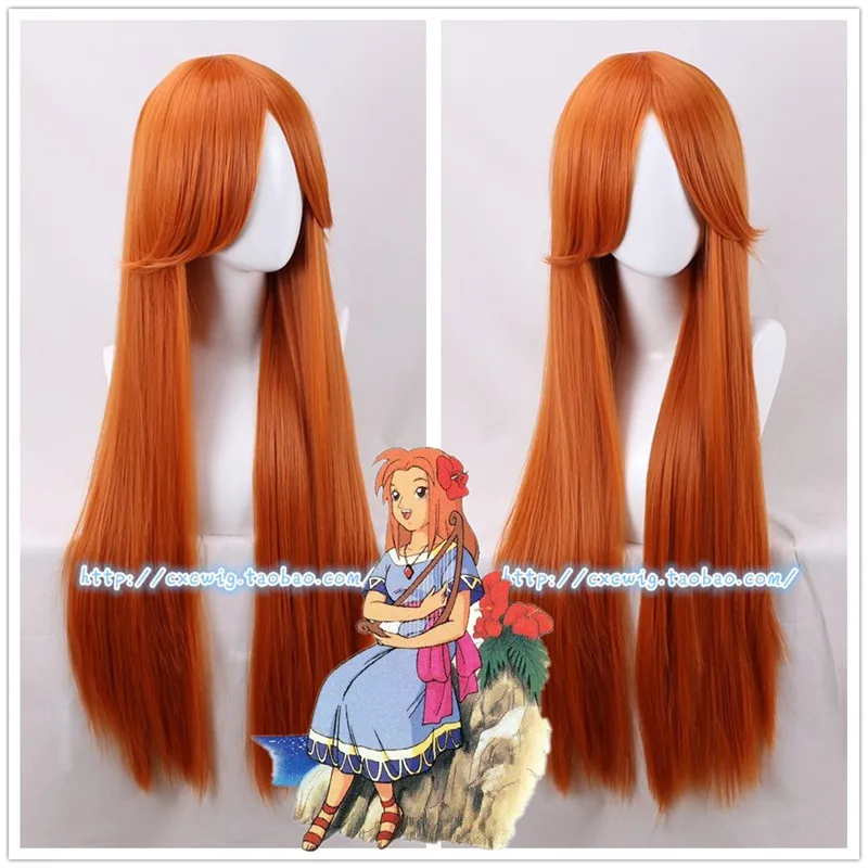 

The Legend of Zelda:Link's Awakening Marin Orange Wig Mebe No Mura Cosplay Wig Role Play Girl 80cm Long Hair Costume