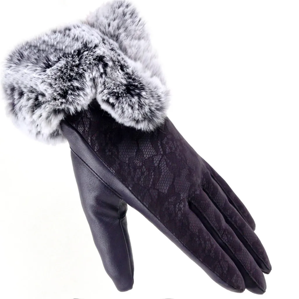 Новые стильные женские зимние перчатки, теплые женские кружевные водонепроницаемые перчатки для вождения, перчатки с сенсорным экраном для мобильного телефона
