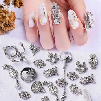 

1 Pc 3D Gold Silver Metal Nail Rhinestones Stones Mix Sized Nail Jewelry Bling 3D Nail Art Decorations DIY Accessories