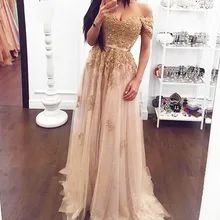 Выпускное платье из тюля, элегантное платье с аппликацией из бисера, а-силуэт, длина до пола, Формальное вечернее платье, вечерние платья