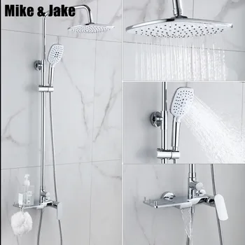 

Bathroom chrome brass Shower Faucet Bath Faucet Mixer With soap holder Shower Head Set Wall Mounted brass shower with shelf
