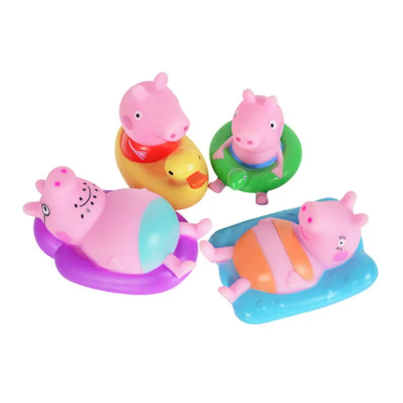 Peppa Piggy резиновые звуковые игрушки семейный пакет пляжное платье детские игрушки для ванной
