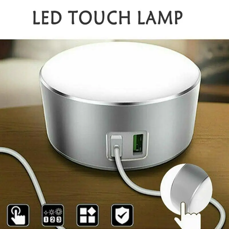 

Bed Side Lamps LED Touch Bedside Lamp 12W Output Power Fast Charging Charger Light USB Table Desk Office Reading Home