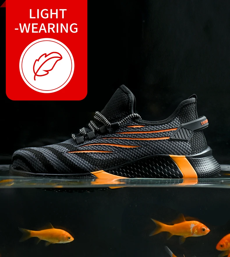 Safety Shoes Men Anti-Smashing Steel Toe Cap Puncture Proof Construction Lightweight Breathable Sneaker Work Boots Women Quality