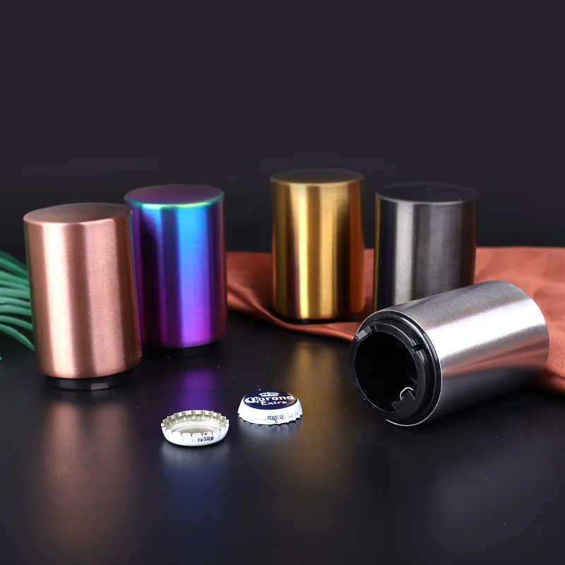 

New Kitchen Stainless Steel Bottle Opener Creative Press Beer Bottle Opener Automatic Magnetic Multi-Function Bottle Opener Bar