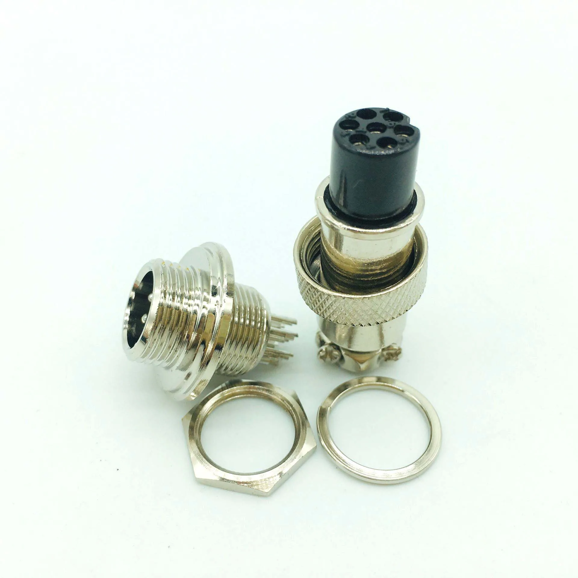 3 Sets Aviation Plug Socket GX12 2/3/4/5/6/ 7 Pin 12MM Disk-Shaped With Screws Flange Seat DF12 Series Column Cable Connectors |