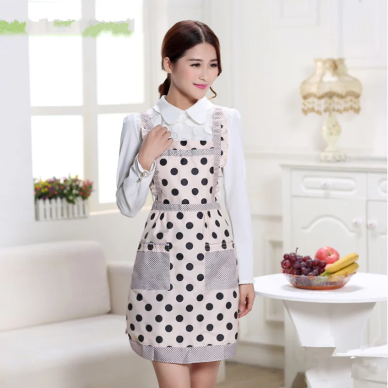 Waterproof Lace Princess Apron Striped Sleeveless Apron for Women Thick Double Layer Kitchen Simple Style Housework Apron