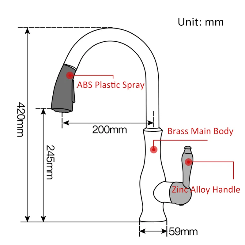  Quyanre Black Kitchen Faucets Pull Out Kitchen Sink Mixer Tap Single Lever Water Mixer Tap Crane Fo - 4000242982271