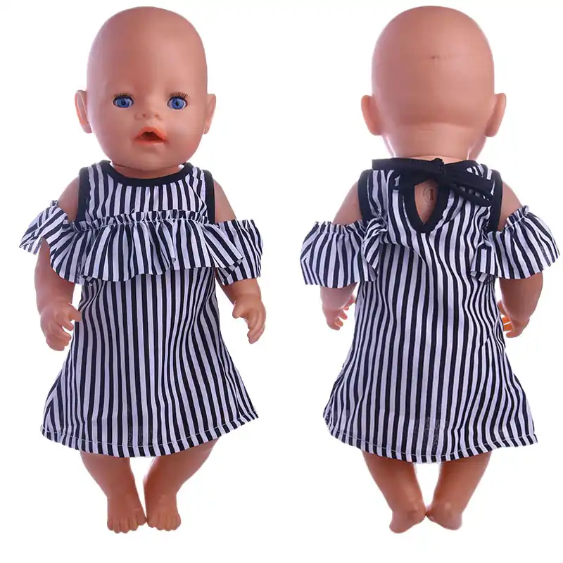 Vestido A Rayas Sin Tirantes Con Volantes Tirantes De Estilo Para Muneca Americana De 18 Pulgadas Y Articulos Para Bebes Recien Nacidos De 43 Cm Nuestra Generacion Regalos Para Ninas Munecas Aliexpress