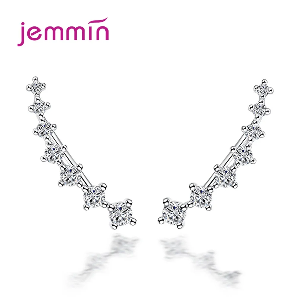 Fashion Female 925 Sterling Silver Brand Jewelry Four Claws Seven Stars Clip Earrings Female Cute Jewelry With Luxury CZ