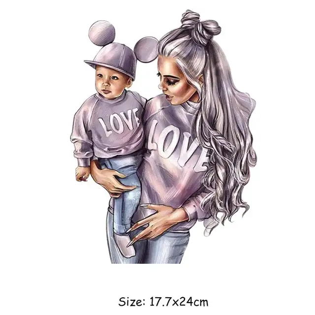 DIY Heat Transfer Patches Mom Girl Boy Printing Patches On Clothes Super Mom Dad Queen Stickers On T-shirt Dresses Jeans DZ643