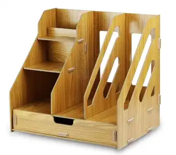 

Wooden drawer desktop book office supplies storage box stationery multi-layer file rack