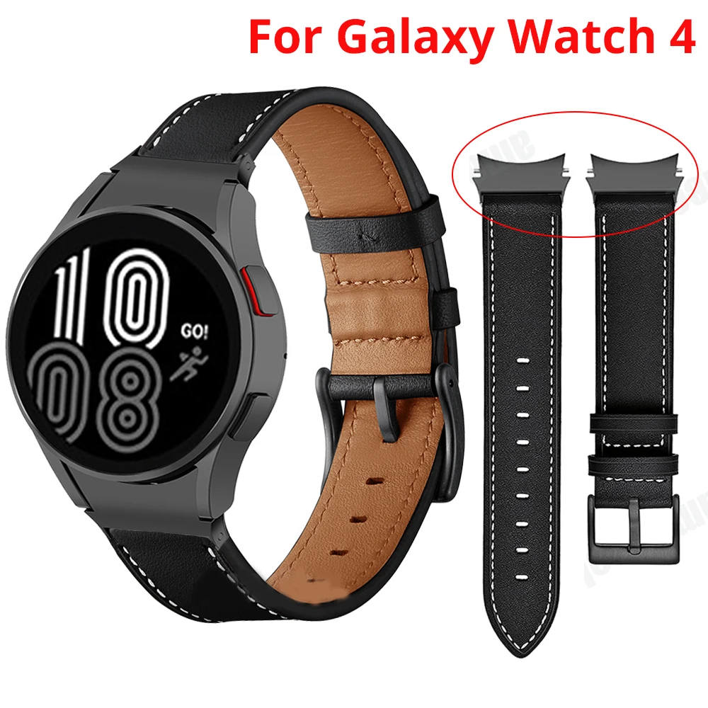 Ремешок из натуральной кожи без зазора для Samsung Galaxy Watch 4 Classic 42/46 мм браслет с