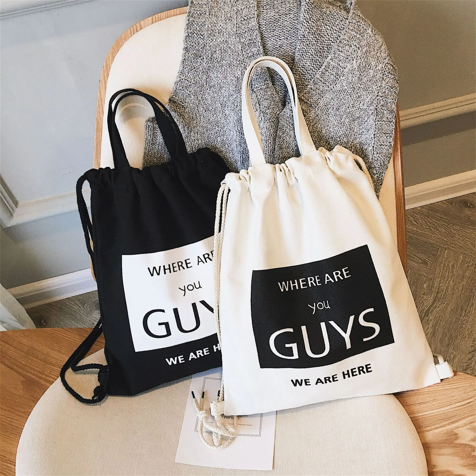 Стиль-рюкзак на шнурке Женская Ручная школьная сумка на плечо сумка на шнурке настраиваемая