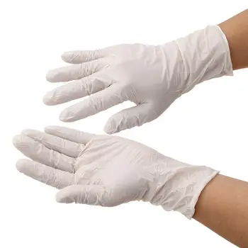 

100pcs Disposable Latex Gloves White Non-Slip Acid and Alkali Laboratory Rubber Latex Gloves Household Cleaning Products