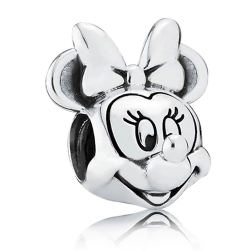TOGORY, 2 шт./лот, бусины Минни из мультфильма Микки Маус, подходит для Пандоры, браслет, ожерелье, сделай сам, подвески, браслет для женщин, ювелирные изделия, подарки - Цвет: 001