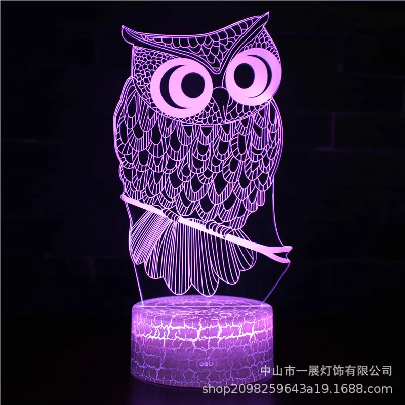 3D LED маленький ночник Сова Орел семь цветов креативный подарок настольная лампа