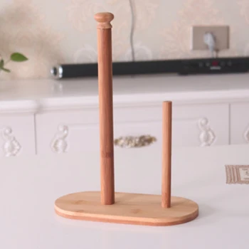 

Natural Bamboo Storage Tissue Holder Dispenser Counter Roll Paper Towel Stand