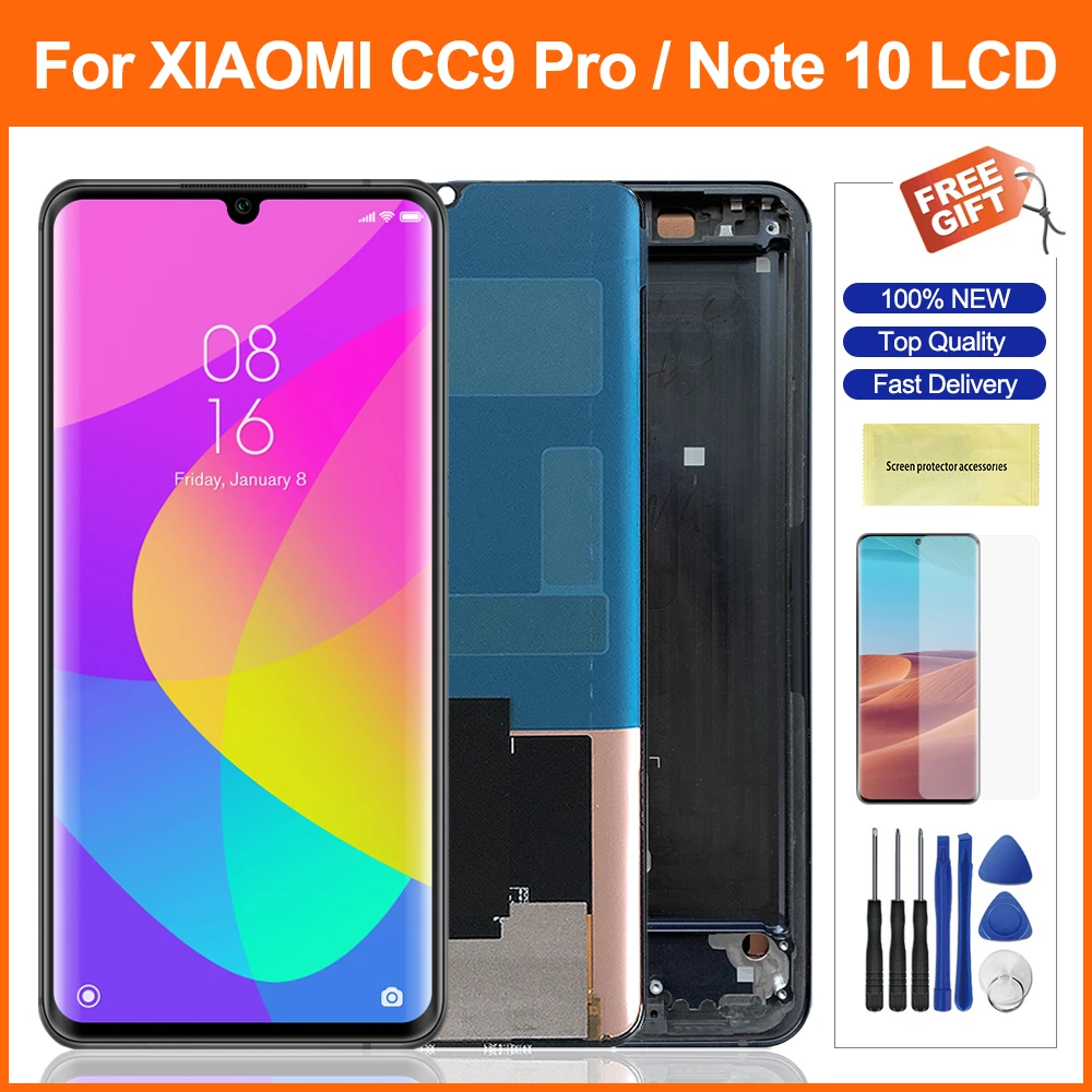 ЖК дисплей Super Amoled для Xiaomi Mi CC9 Pro CC9Pro M1910f4E с сенсорным экраном и дигитайзером