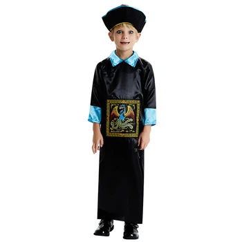 

Halloween Kids Children Boys Scary Chinese Traditional Zombie Costumes Qing Dynasty Ancient Official Minister Vampire Tang Suit