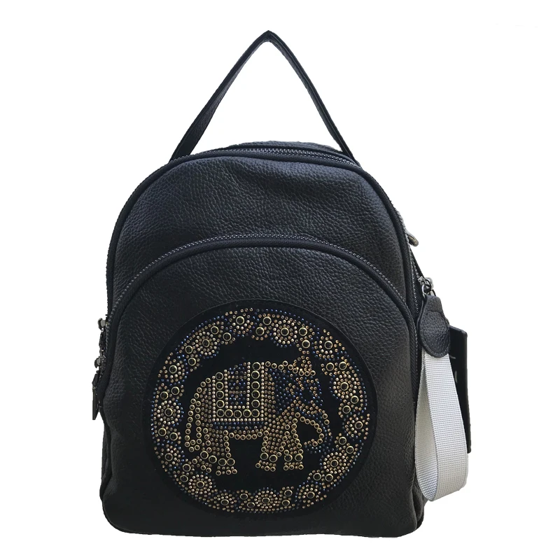 

Fashion Trend All-match Soft Leather Backpack 2020 New Diamond-studded Elephant Multi-function Small Travel Bag Mochila Mujer