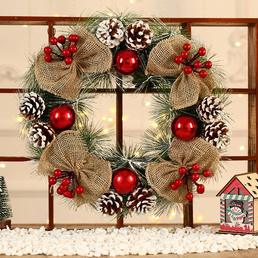 38 см Рождественский венок, дверь, настенное украшение, гирлянда, украшение, рождественский подарок, рождественский подарок, украшение для дома, аксессуары для DIY