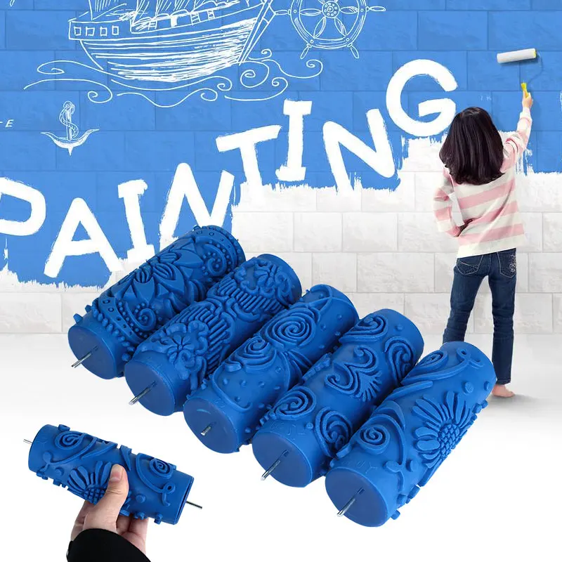 

Paint Roller Paint Brush Wall Painting Tool Cylindrical Various Patterns Rubber Decoration Wallpaper Home Rolling