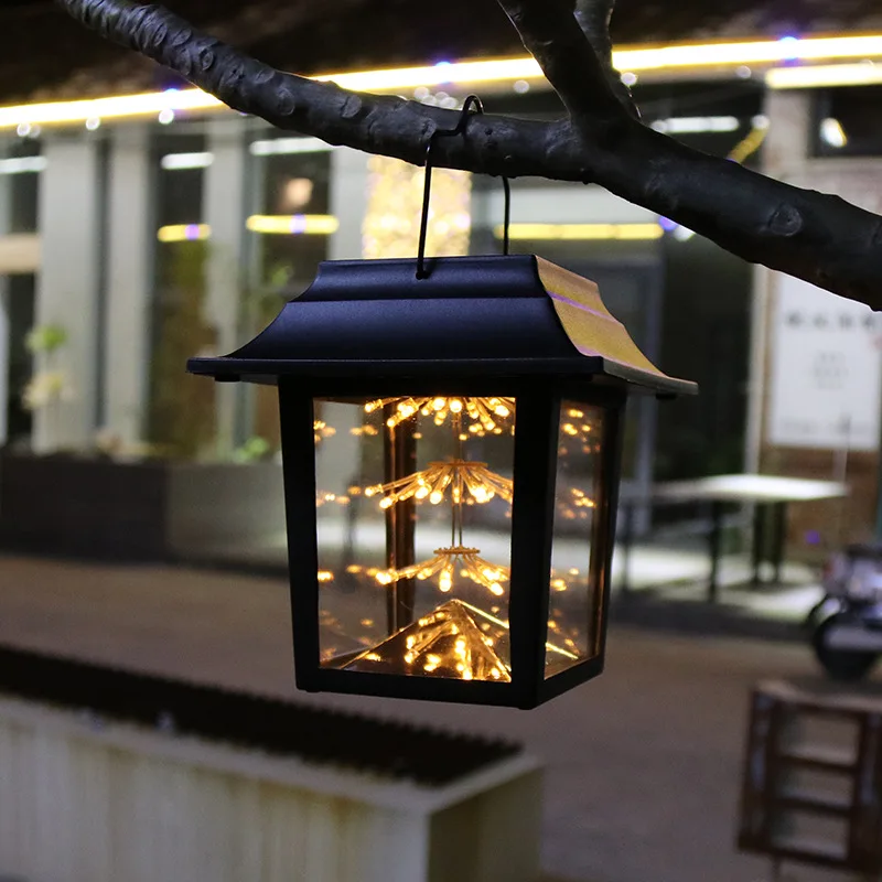 

European style Outdoor Solar Starry Storm Lantern Holiday Decorative Lights Garden Courtyard Solar LED Hanging Lights 14.5X15CM