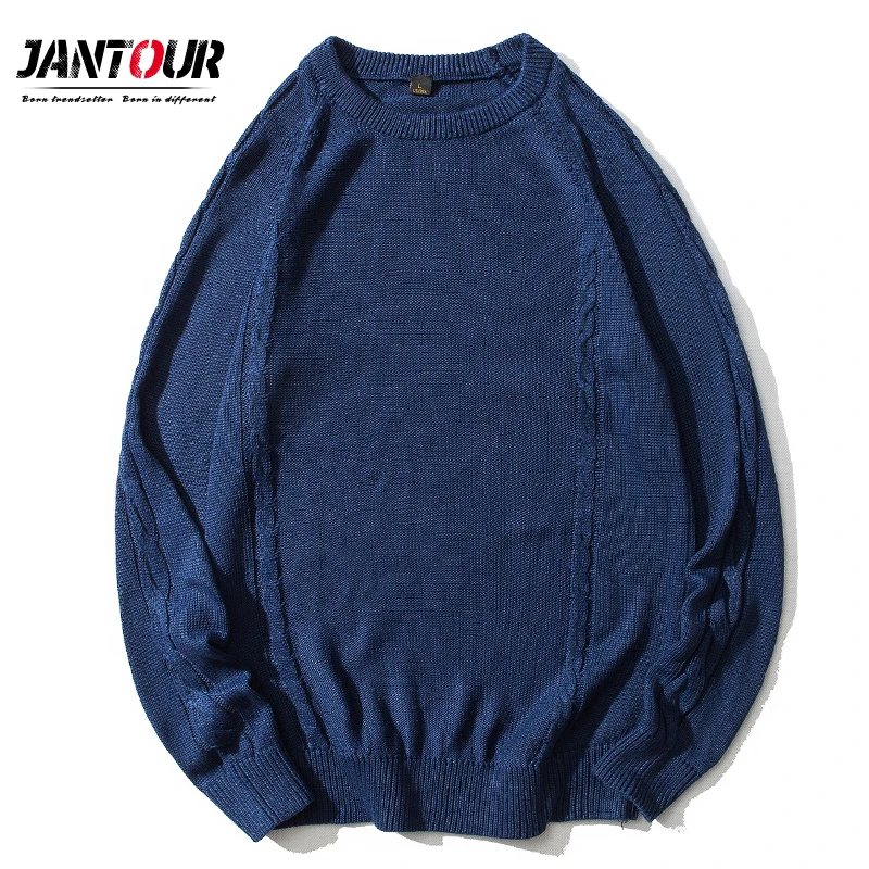 

Jantour Brand 2020 New Sweater Men Autumn Winter Warm Mens Knitted Solid Color Casual O-Neck Pull Pullover Men Big Size M-3XL