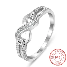 Кольцо вечности, обручальные кольца, Стерлинговое Серебро, 925 пробы, кольца для женщин, серебряные свадебные женские ювелирные изделия бесконечности(RI101804