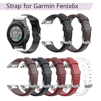 

Leather Strap for Garmin Fenix6x Fenix 6x 5X 26mm Watchband Wristband Smart Band Replacement Wrist Strap Bracelet Accessories