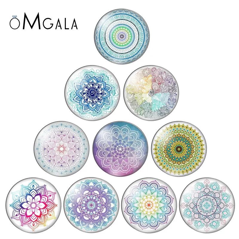 Reidgaller mezcla sagrado mandala cabochon de vidrio de foto mm 8mm 10mm 12mm 14mm 16mm 18mm 20mm 25mm 30mm pendientes diy colgante Accesorios