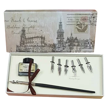 

Fashion English Calligraphy Dip Pen Set with Nibs Ink for Beginners Students Kids Friends Birthday Christmas Festival Gift