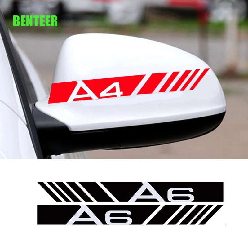 2 шт. Автомобильная наклейка на зеркало заднего вида для Audi A1 A3 A4 A6 A6L A7 A8 Q3 Q5 Q7 TT S RS3