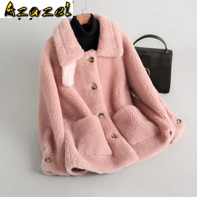 

Real Fur Coat 100% Wool Jacket Autumn Winter Coat Women Clothes 2020 Korean Sheep Shearling Suede Lining CF19-18881 ZT3036