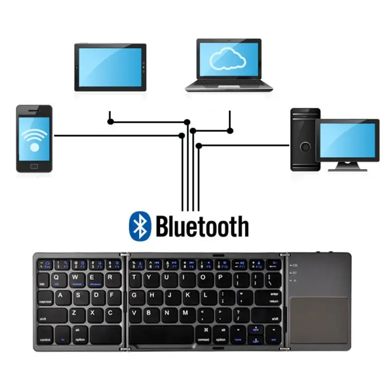 Tri складная Bluetooth беспроводная клавиатура с сенсорной панелью для телефона ПК планшета