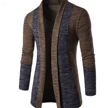 Повседневный свитер контрастного цвета с открытой строчкой в Корейском стиле, Модный Кардиган с длинным рукавом, мужской тренч на осень и зиму