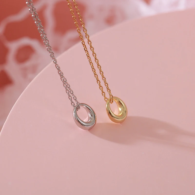New Zircon Geometric Circle Clavicle Necklace Pendant Necklace Women Fashion Jewelry Accessories