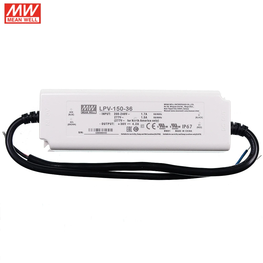 MEAN WELL LED driver LPV-150-36 36V 4.2A 150W waterproof Constant Voltage DC light strip Transformer Switching Power Supply |